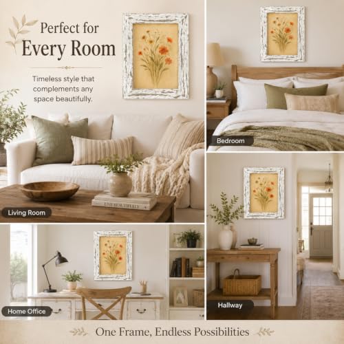 8x10 Rustic Farmhouse Picture Frame - Distressed White, MDF