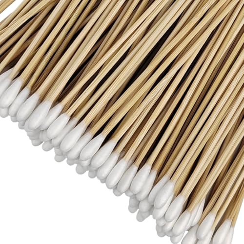 Yeetandoo 6-Inch Long Bamboo Cotton Swabs - 200 Pcs Wooden Handle Precision Applicators for Cleaning, Makeup, and Pet Care