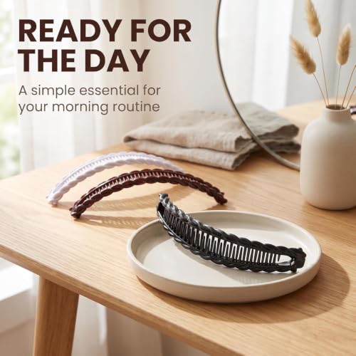 Large Banana Clips for Thick Hair - 2 Pack Black and Brown Fish Comb Grips