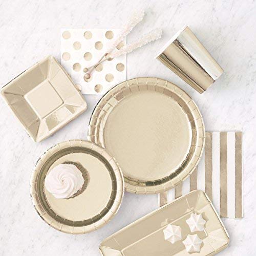Gold Foil Round Dessert Plates - 7" - Pack of 8 for Parties