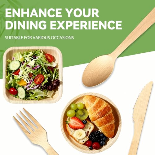 Bamboo Cutlery Set - Eco-Friendly Disposable Utensils (9 Pcs)