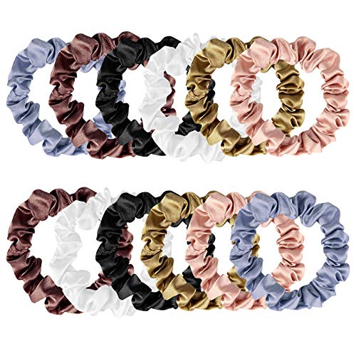 12-Piece Satin Silk Hair Scrunchies Elastic Ponytail Holders for Women
