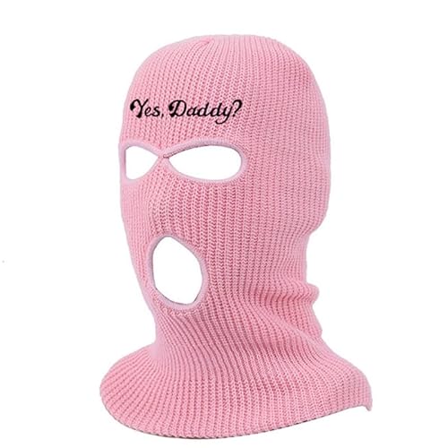 3 Hole Ski Mask, Winter Full Face Cover Knit Beanie for Women,Yes Daddy Balaclava