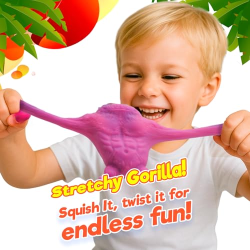 JA-RU Mighty Ape Stretchy Squishy Toy, 3.5-inch Stress Relief Gorilla