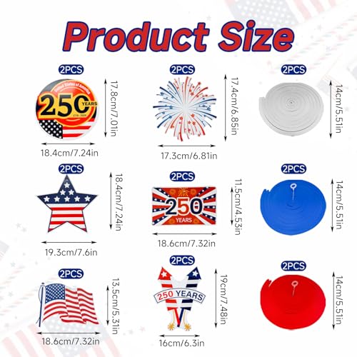 250th Anniversary USA Hanging Decorations - Patriotic Swirls