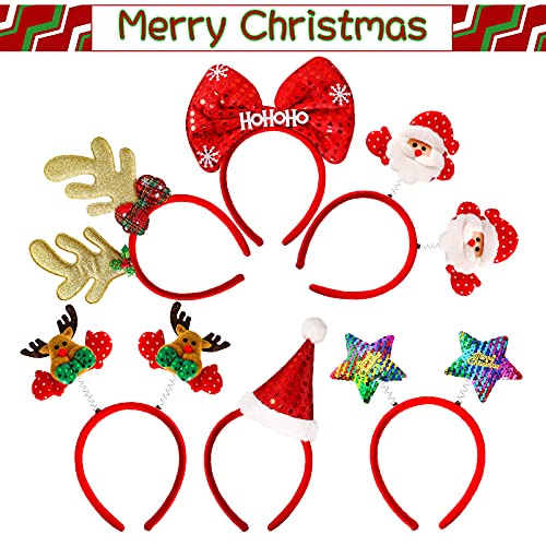 12 Pcs Christmas Headbands Assorted Festive Holiday Party & Photo Props