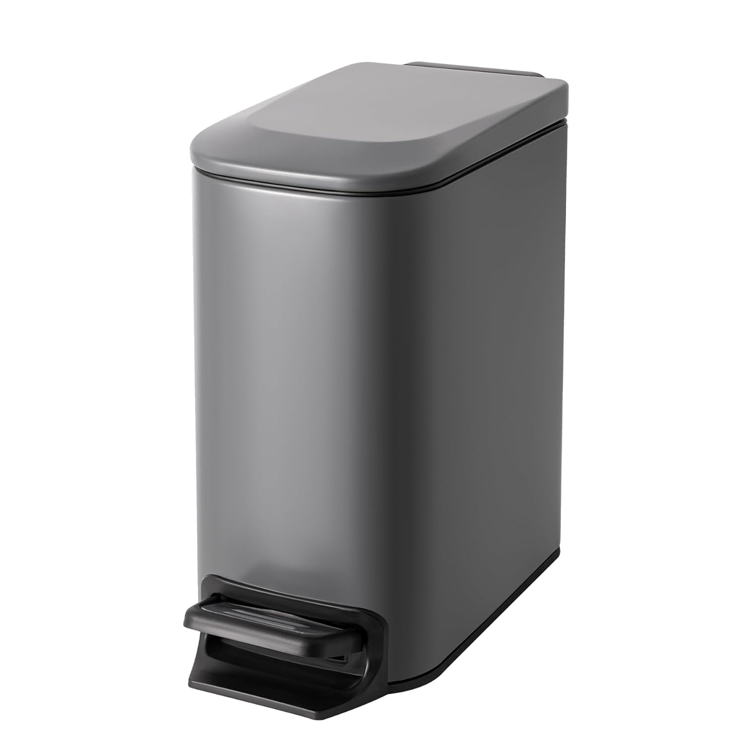 Cesun Stainless Steel Bathroom Trash Can - 6L Soft Close Lid & Step Pedal | Anti-Fingerprint Gray Finish