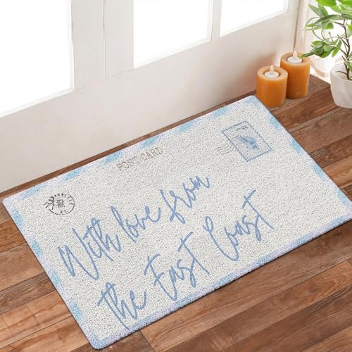 Coquette Blue Striped Beach Doormat - 17x30 Inch Indoor/Outdoor Mat