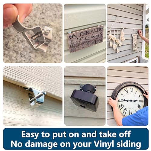 NACETURE Vinyl Siding Hooks - 6 Pack Stainless Steel Clips for Outdoor Decor & Security Cameras