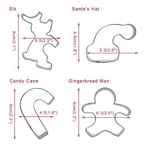 4PCS Hanging Cookie Cutter Set for Christmas Mug Decor Baking Kitchen Tools