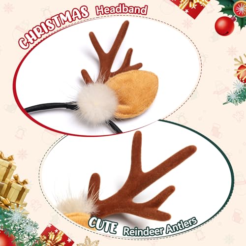 Etercycle Christmas Reindeer Antlers Headband, Cute Brown Elk Hair Accessory