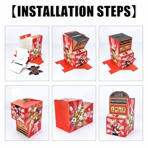 RINDOJIN 3D Slot Machine Valentine Card Box with 30 Cards