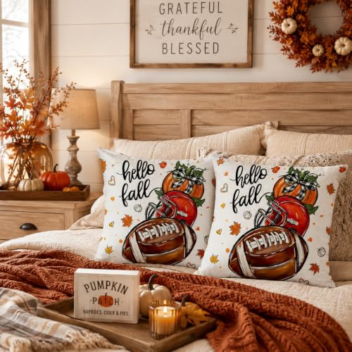 GEEORY 18x18 Inch Fall Pumpkin Pillow Covers - Set of 2 for Autumn Decor