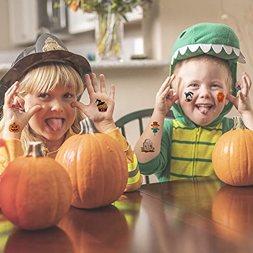 FINGOOO Halloween Temporary Tattoos for Kids - 120 Pcs Waterproof Party Favors
