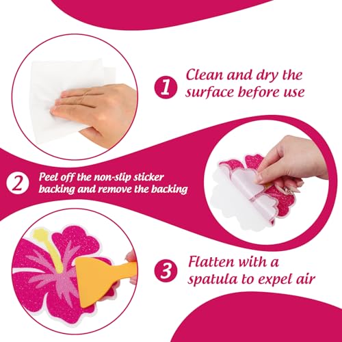 24 Pcs Floral Non-Slip Bathtub Stickers - Waterproof Shower Safety Treads