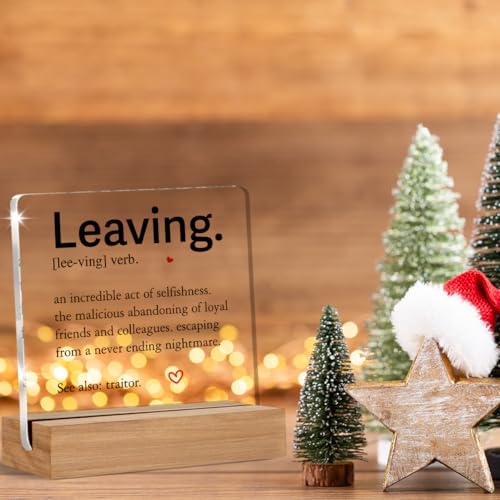 Leaving Definition Acrylic Sign - Going Away & Retirement Gift for Coworker