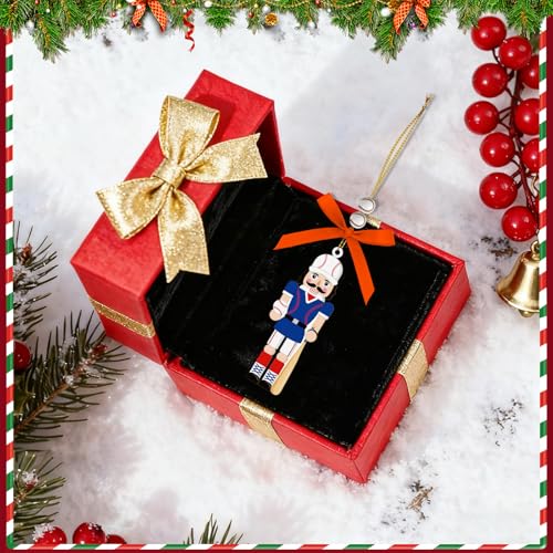 4-Inch Baseball Nutcracker Ornament - Wooden Christmas Decor