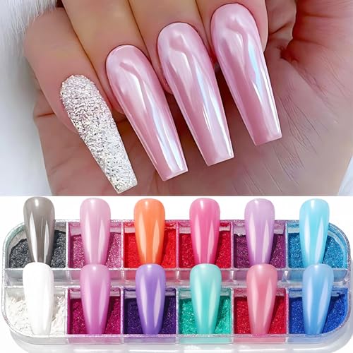 Brtavizvy Gradient Neon Pearlescent Nail Powder 2-Box Set