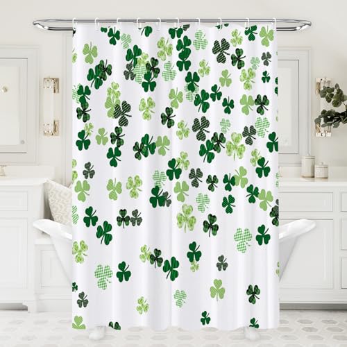 St. Patrick's Day Shower Curtain Set - Green Clover Design, 72x72