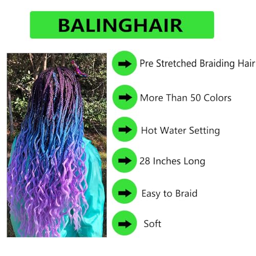 Pre-Stretched Braiding Hair 28 Inch Synthetic Fiber Natural Black 1-Pack