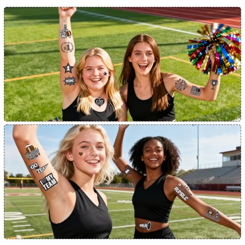 Gameza Black Football Temporary Tattoos - 144 Pack Spirit Party Favors