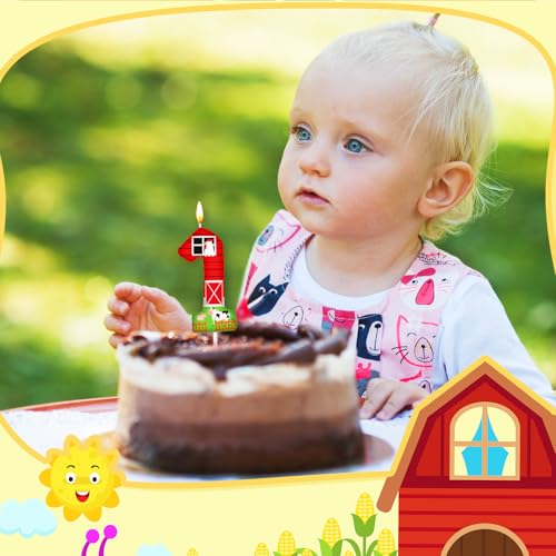 Farm Theme Number 1 Birthday Candle for First Birthday Parties