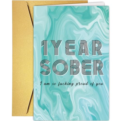 1 Year Sober Card - Funny Sobriety Gift for Him/Her