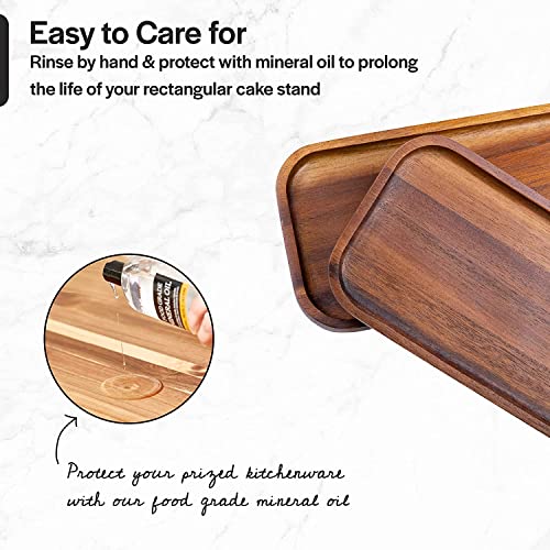 WRIVQSYO Square Wooden Vanity Tray for Bathroom & Kitchen Storage, 11x4 Inch