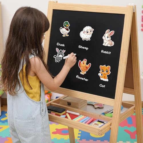 Farm Animals Magnetic Fridge Magnets Set - 14 Large Wooden Toys
