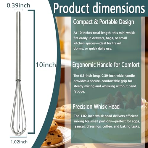 10 Inch Stainless Steel Mini Whisk for Cooking & Baking