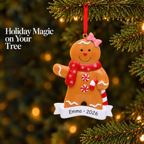 Personalized Gingerbread Girl Christmas Ornament - Holiday Keepsake