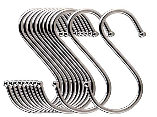 Lysas 20-Pack Heavy Duty S-Shaped Metal Hooks for Kitchen and Closet Storage