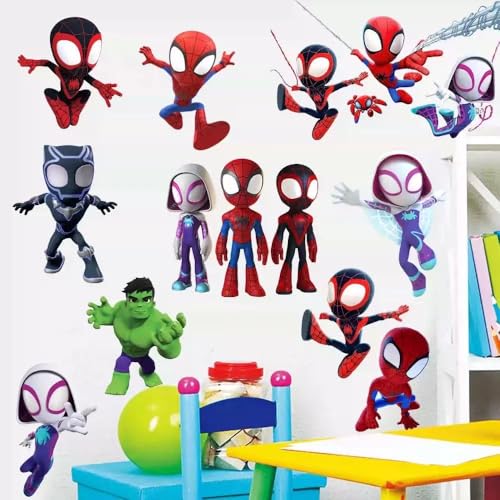 37-Piece Spider-Themed Wall Stickers for Kids - Removable Vinyl Decals