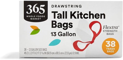365 by Whole Foods Market - Flextra Strength Tall Kitchen Trash Bags | 13 Gallon, 38 Count