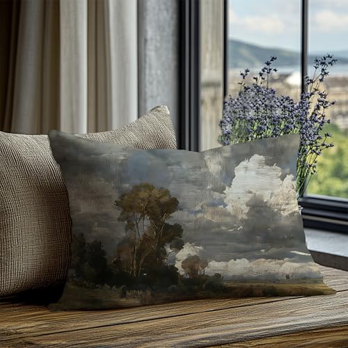 Rustic Farmhouse Landscape Pillow Cover 12x20 - Flannel Warm Decor Color-1