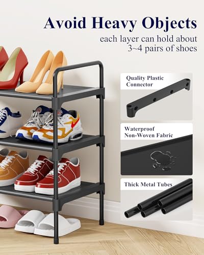 Kitsure 3-Tier Shoe Rack for Closet, 27.6" Wide, Black