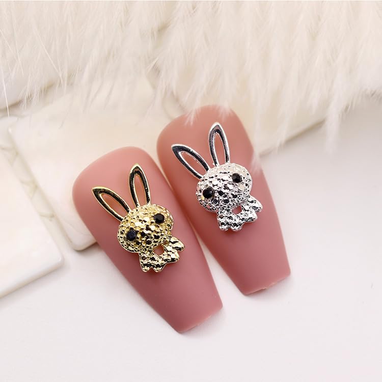 3D Rabbit Nail Art Charms with Rhinestones Cute Easter Bunny Gems