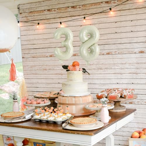 TONIFUL 16 Inch Cream White Number Balloons, 0-9 Foil Digit Set for Party