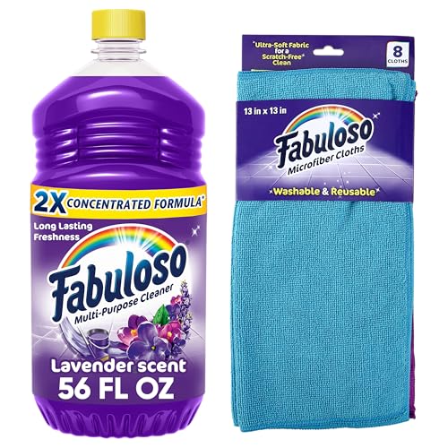 Fabuloso Multi-Purpose Cleaner Lavender 56 Fl Oz + Microfiber Cloths