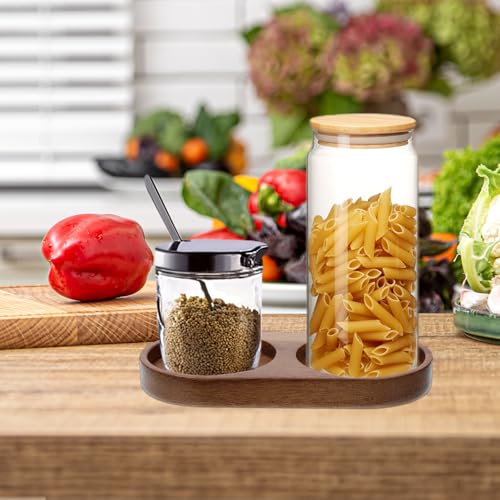 Wood Acacia Salt and Pepper Grinder Tray - Organizer for Mills & Shakers