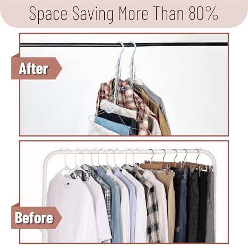 Space Saving Clothes Hangers Set of 12 with Rotating Hooks, Pastel Colors