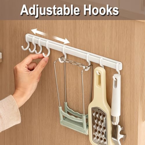 Adjustable Self-Adhesive Cabinet Door Hooks with 8 Hooks