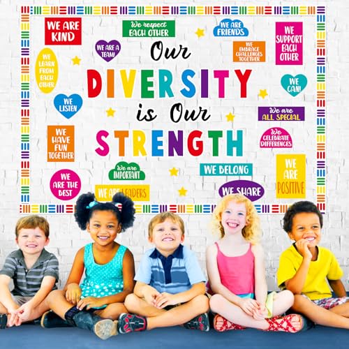 Colorful Our Diversity is Our Strength Classroom Bulletin Board Set