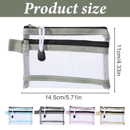 LXUEJIE 5 Pack Mini Mesh Zipper Pouches 5.7x4.3 Inch Travel Bags