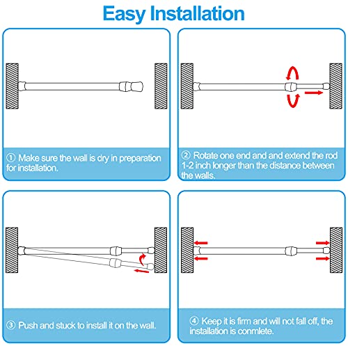 SIQUK 6-Pack Adjustable Tension Rods, 12-20 Inches, White