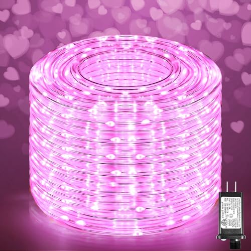 Pink 100FT 300 LED Rope Lights for Outdoor Indoor Decor - Connectable Waterproof