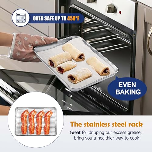 Joyfair 9-Inch Stainless Steel Baking Sheet Pan with Cooling Rack Set