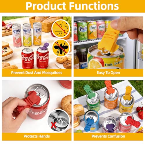 6-Pack One-Handed Soda Can Opener with Dust Covers for Cans