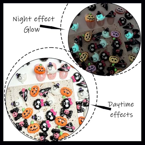 25Pcs 3D Halloween Nail Art Charms Cute Pumpkin Ghost Rhinestones