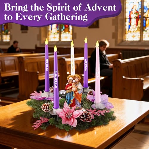 Christmas Advent Wreath Candle Holder - Standing Style with Flameless Candles